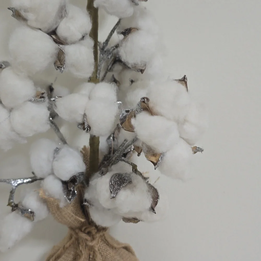 Rustic Cotton Tree with Burlap Base
